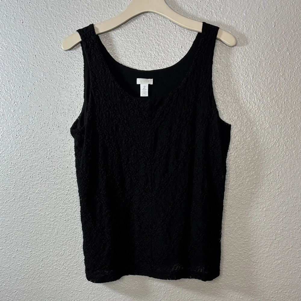 Chico's Textured Black Tank Top - Picture 1 of 6